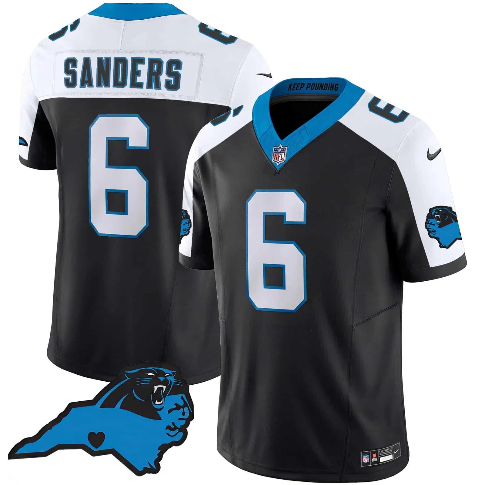 Men Carolina Panthers #6 Sanders Black 2024 Nike Vapor Limited NFL Jersey